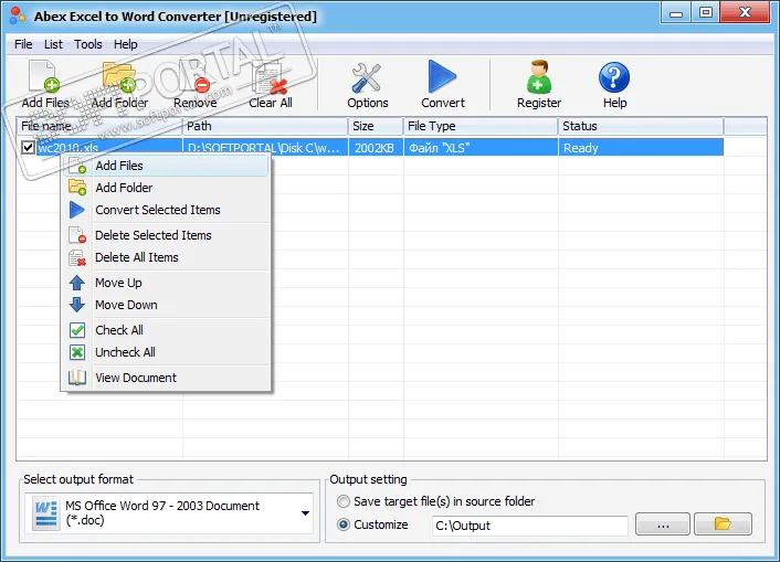 Abex Excel to Word Converter