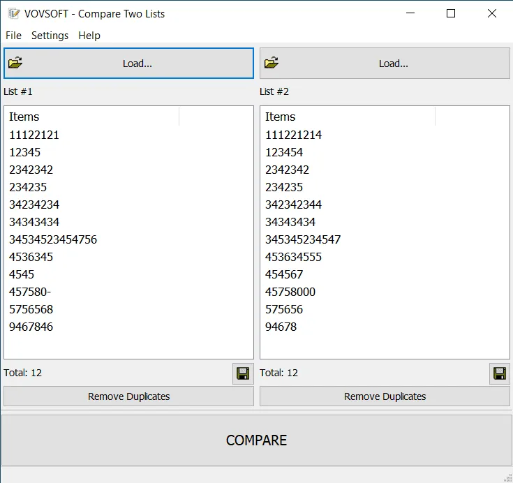 Compare Two Lists