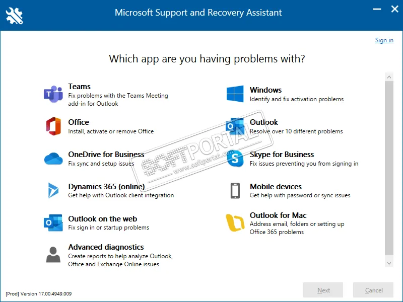 Microsoft Support and Recovery Assistant