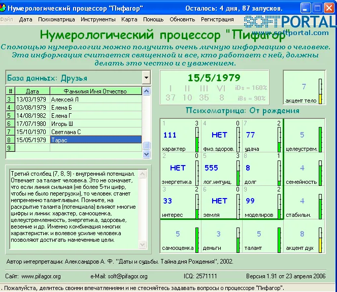 Нумерологический процессор Пифагор