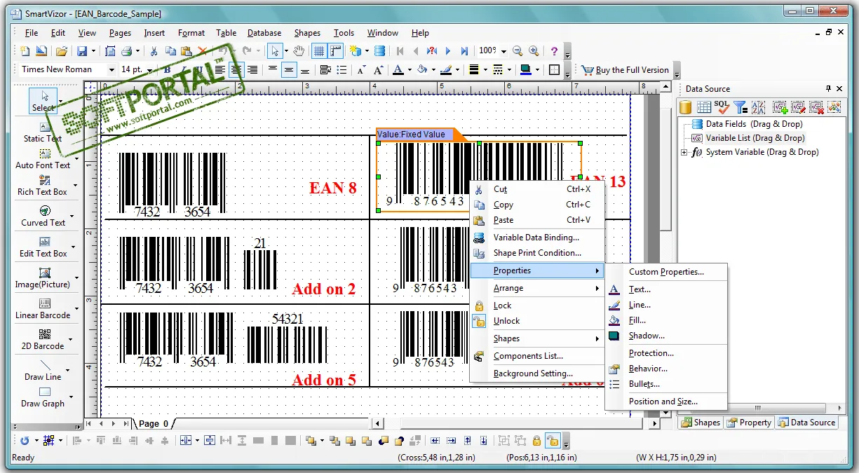 SmartVizor Barcode Label Printing