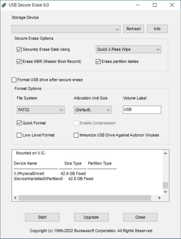 USB Secure Erase